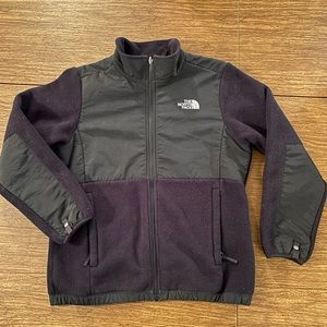 Girls The North Face black Denali fleece/nylon front zip jacket. 14/16, GUC